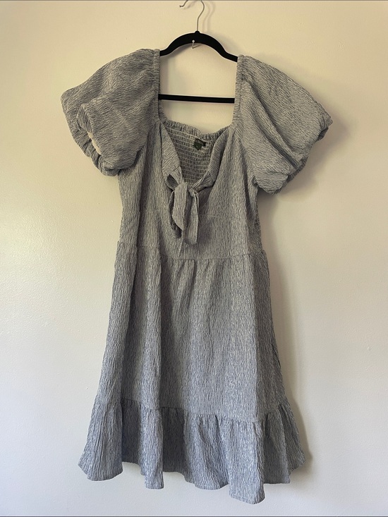Wild Fable Dresses & Skirts - NWOT Wild Fable Blue Smocked Tie-Front Puff Sleeve Dress Size XXL